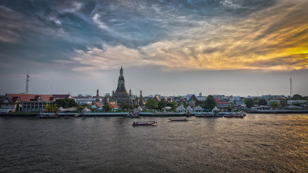 Beautiful temple along the Chao Phraya river   Phra Prang Wat Arun in Bangkok の写真素材