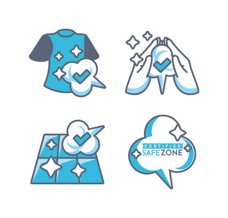 set of disinfected objects and correct hand washingのイラスト素材