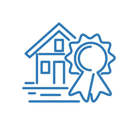 Real estate concept wiht house and medal with ribbonのイラスト素材
