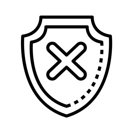 Shield Icon with X Symbol for Security Warningのイラスト素材