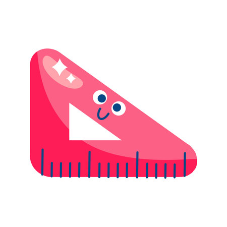Cute cartoon geometry tool with happy kawaii expressionのイラスト素材