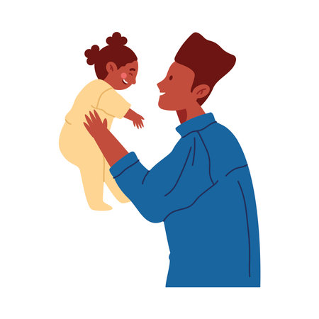 Warm Father-Daughter Bond in a Flat Illustrationのイラスト素材