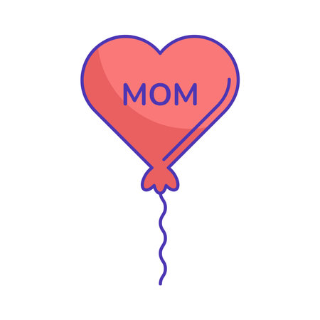 Colorful Heart-Shaped Balloon with Mom Typographyのイラスト素材