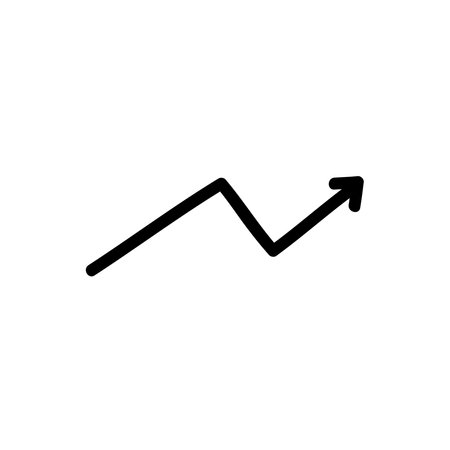 Simple Linear Arrow Icon in Black Outline Vector Illustrationのイラスト素材