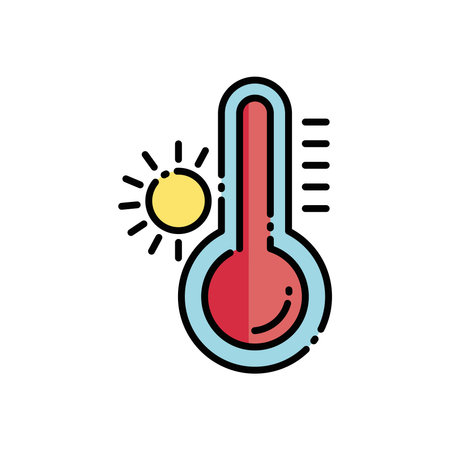 Colorful Thermometer Illustration with Sun Vector Illustration