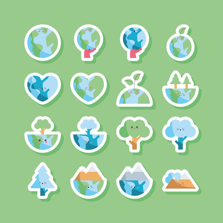 Eco Friendly Vector Sticker Packのイラスト素材