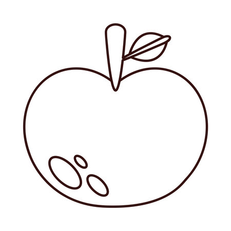 Juicy and Delicious Red Apple Drawing with Line Artのイラスト素材