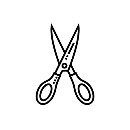 Minimal Outline Icon of Cutting Scissors Used in Classroom and Art Projects