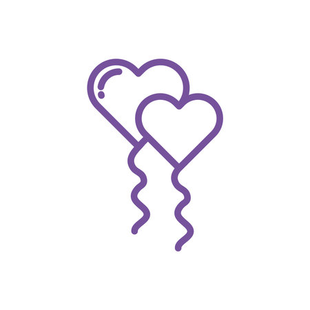Outline Vector of Couple Balloons with Hearts for Valentines Day Designのイラスト素材
