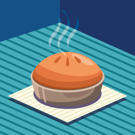 Pie Scene on Table Concept Illustrationのイラスト素材