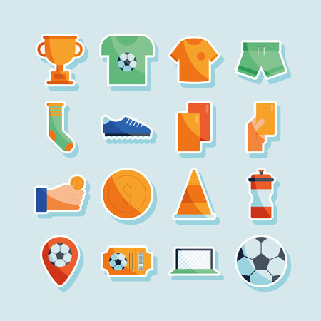 Soccer Icon Flat Illustration Design setのイラスト素材