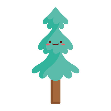 Flat Vector Evergreen Pine Designのイラスト素材
