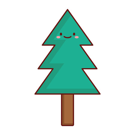 Flat Vector Evergreen Pine Designのイラスト素材