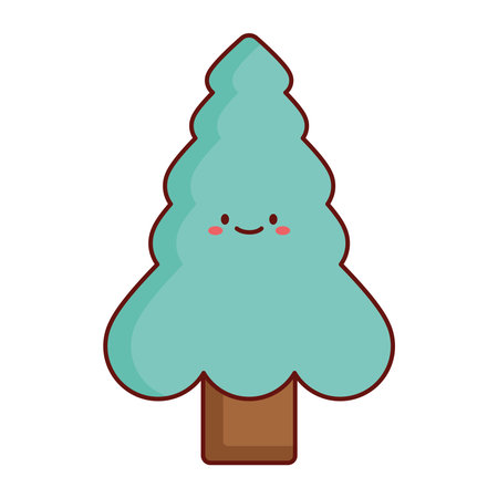 Flat Vector Evergreen Pine Designのイラスト素材