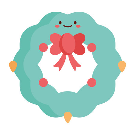 Traditional Green Wreath in Flat Styleのイラスト素材