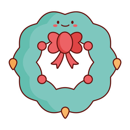 Traditional Green Wreath in Flat Styleのイラスト素材