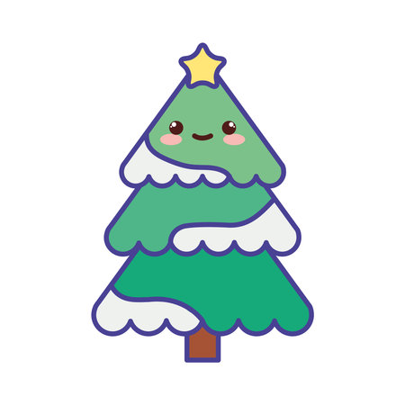 Colorful Festive Christmas Tree Illustrationのイラスト素材