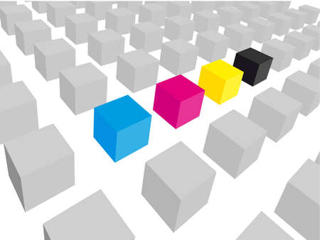 cmyk cubesの写真素材