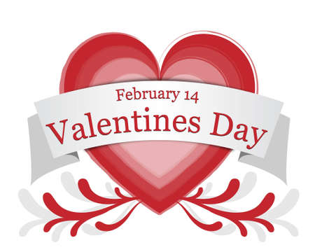 red valentines heart with band and ornamentsの写真素材