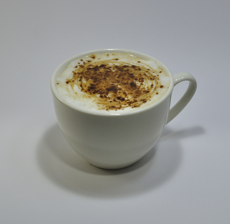 Cappuccino coffee in white cupの写真素材