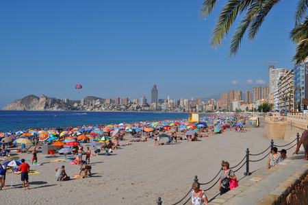 Benidorm beach, Alicante, Valencian Community, Spainの写真素材