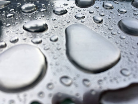 Water Drops on Stainless steel floorの写真素材