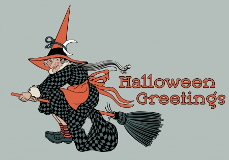 Classic Halloween Witch on Broomstickのイラスト素材