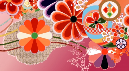 abstract montage of traditional Japanese design elementsのイラスト素材