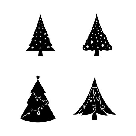 Christmas tree icon set on white background. Vector illustration. Eps 10.のイラスト素材