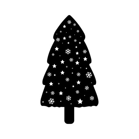 silhouette of christmas tree with snowflakes vector illustration designのイラスト素材