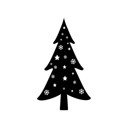 silhouette of christmas tree decorative isolated icon vector illustration designのイラスト素材