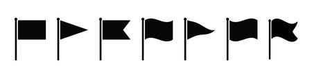 Set of black flags on a white background. Vector illustration for your designのイラスト素材