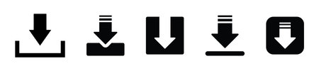 Download icons set on white background. Download vector icon. Download vector icon