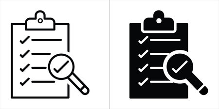 Quality Control editable stroke and solid web icon set.のイラスト素材