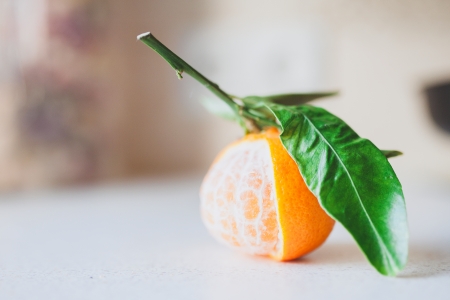 peeled fresh juicy tangerineの写真素材