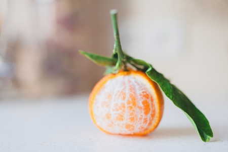 peeled fresh juicy tangerineの写真素材