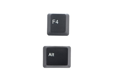 Alternate (Alt) and F4 computer key button isolated on white background with clipping path. Alt+F4 for closes the current window.の写真素材