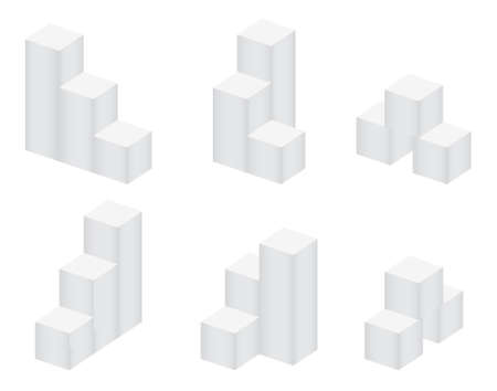 Square empty stage or podium vector illustration on white background. White isometric stand template.のイラスト素材