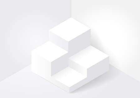 The white stage in the empty white room. Abstract 3d interior template for background. Gray Podium vector illustration. Product display stand.のイラスト素材