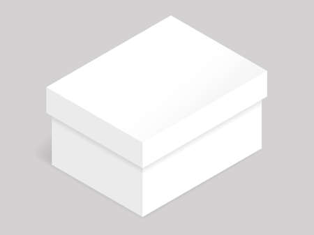 Isometric view of carton box vector illustration isolated on a white background. White cardboard gift box for delivery.のイラスト素材