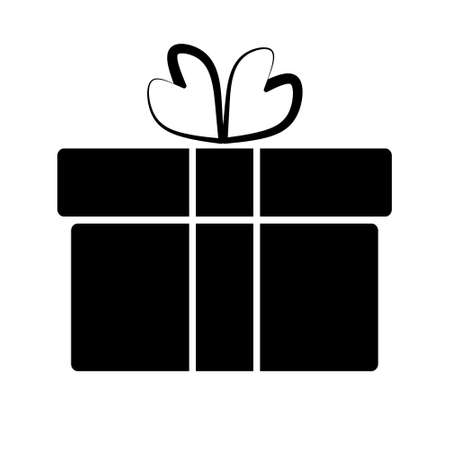 Gift box icon vector illustration with heart shaped ribbon isolated on white backgroundのイラスト素材