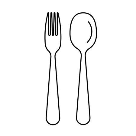spoon and fork icon vector illustration isolated on white background.のイラスト素材