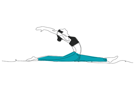 continuous line drawing of women yoga exercise vector illustrationのイラスト素材