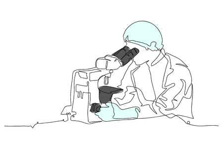 continuous line drawing of researchers vector illustration.のイラスト素材
