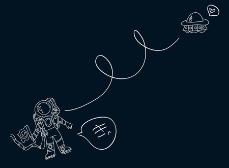 Set with astronomical  spaceships stations and planets decorative flat vector illustrationのイラスト素材