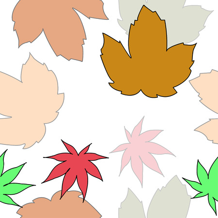 Seamless pattern of Pack of pretty autumn leaves and flowers vectorのイラスト素材