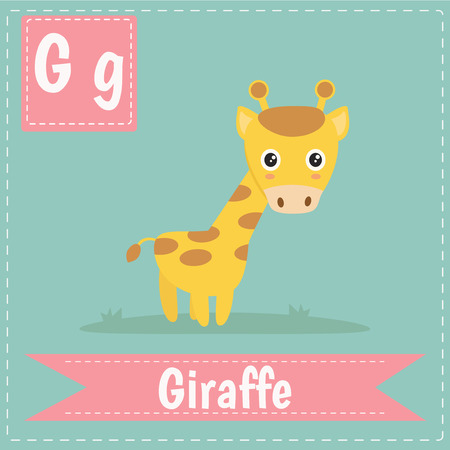 alphabet letter  for kids learning English vocabulary. Cute children ABC animal zoo. Instruction media Vector illustration.のイラスト素材