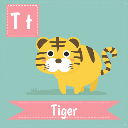alphabet letter  for kids learning English vocabulary. Cute children ABC animal zoo. Instruction media Vector illustration.のイラスト素材