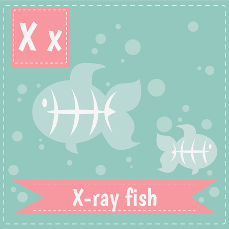 alphabet  letter flashcard  for kids learning English vocabulary. Cute children ABC animal zoo. Instruction media Vector illustration.のイラスト素材