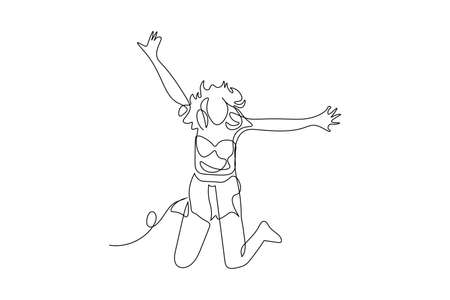 Continuous line, drawing of set faces and hairstyle, fashion concept, woman beauty minimalist,  illustration pretty sexy. for t-shirt, slogan design print graphics styleのイラスト素材